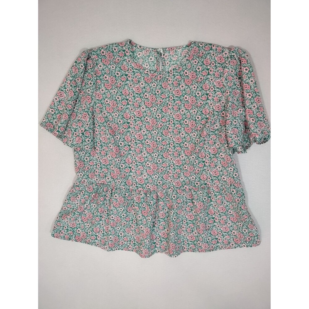 Shein Floral Peplum Blouse – Size L (US 8/10)